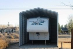 Our metal RV covers are right at home in this rural California neighborhood.